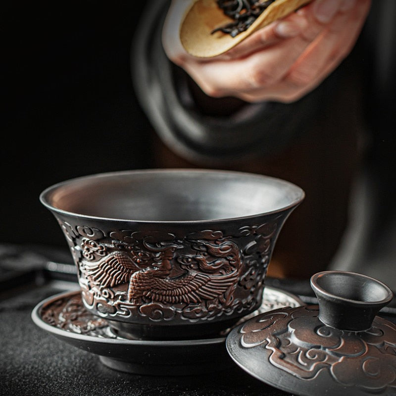 High-end Purple Pottery Chinese Teaset Gaiwan Tea Cups Lid Bowl Traditional Handmade Tea Brew Tea Cup Tea Bowl acacuss