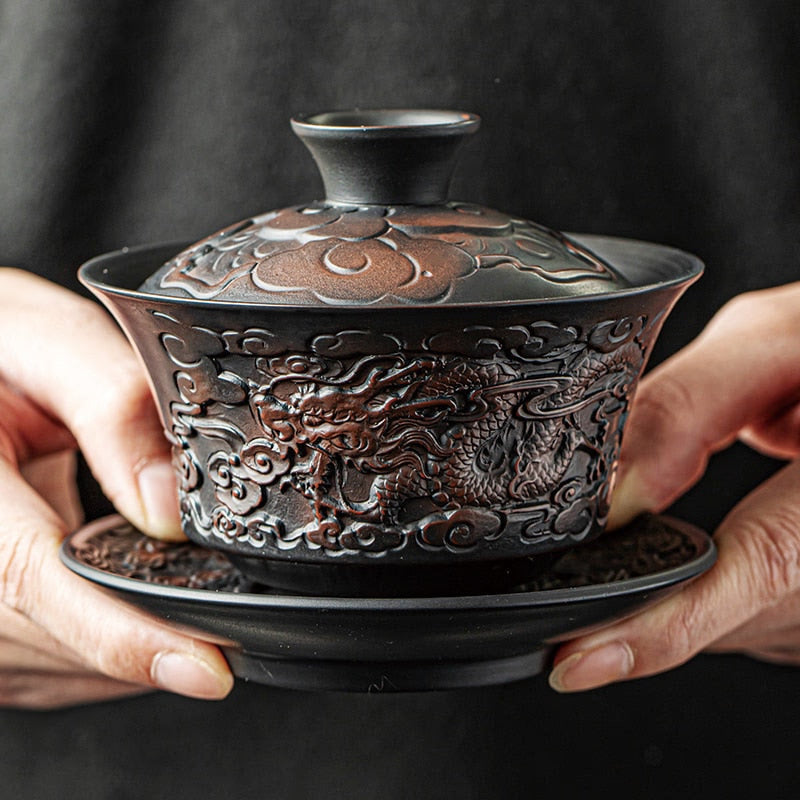 High-end Purple Pottery Chinese Teaset Gaiwan Tea Cups Lid Bowl Traditional Handmade Tea Brew Tea Cup Tea Bowl acacuss