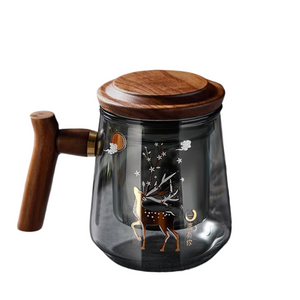 High-grade Heat-resistant Glass MugTea Water Separation Tea Cup Kung Fu Tea Set Filter Water Cup with Lid Filter Office Tea Cup acacuss