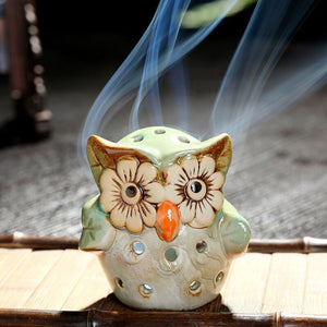 Hollow Owl Atmosphere Burner Ceramic Backflow Incense Burner Incense Holder Home Decoration Coil Censer Bronze Air Vaporizer acacuss