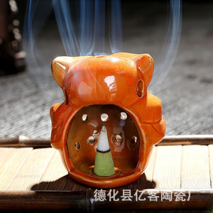 Hollow Owl Atmosphere Burner Ceramic Backflow Incense Burner Incense Holder Home Decoration Coil Censer Bronze Air Vaporizer acacuss