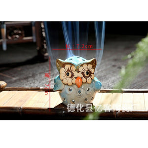 Hollow Owl Atmosphere Burner Ceramic Backflow Incense Burner Incense Holder Home Decoration Coil Censer Bronze Air Vaporizer acacuss