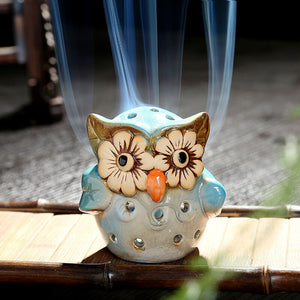 Hollow Owl Atmosphere Burner Ceramic Backflow Incense Burner Incense Holder Home Decoration Coil Censer Bronze Air Vaporizer acacuss