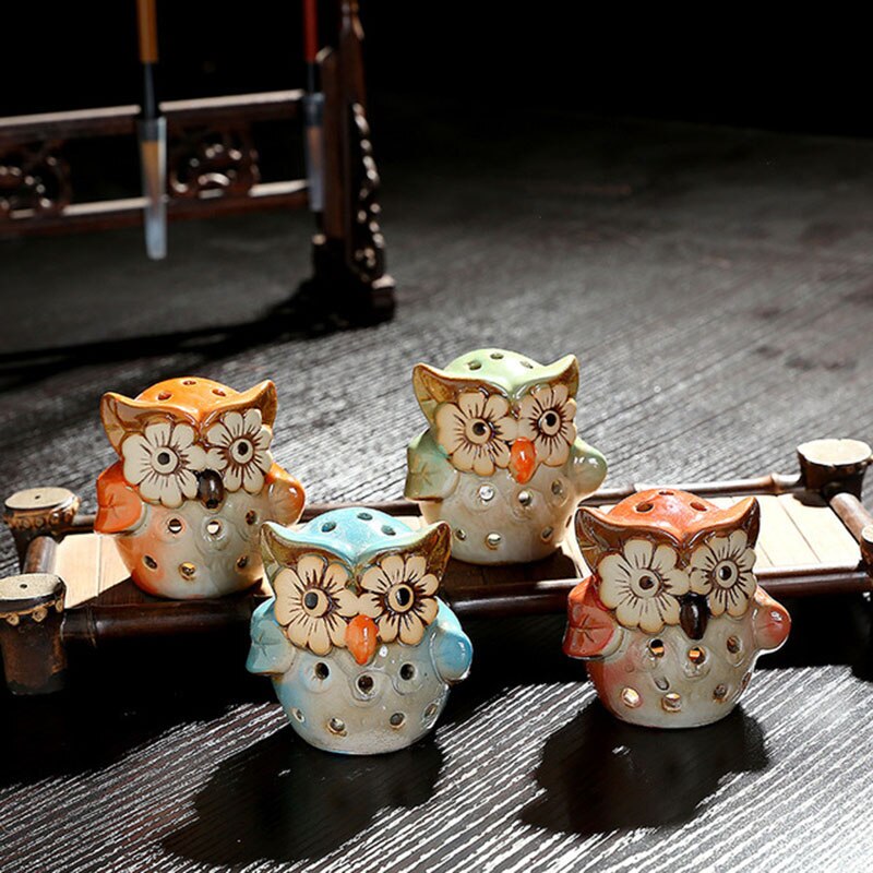 Hollow Owl Atmosphere Burner Ceramic Backflow Incense Burner Incense Holder Home Decoration Coil Censer Bronze Air Vaporizer acacuss