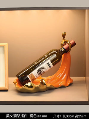 Home Decor Abstract Woman Wine Bottle Rack Holder Porcelain Crafts Luxury Bar Counter Table Ornaments TV Cabinet Decoration Gift acacuss