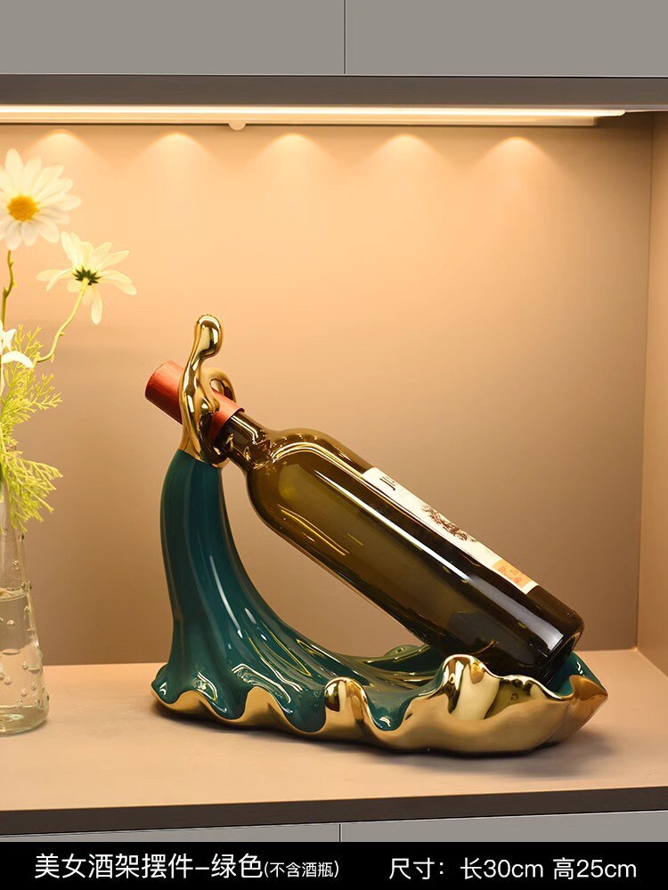 Home Decor Abstract Woman Wine Bottle Rack Holder Porcelain Crafts Luxury Bar Counter Table Ornaments TV Cabinet Decoration Gift acacuss