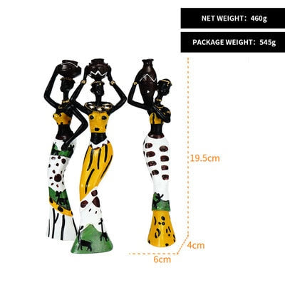 Home Decor Decorative Statues Sculpture House Home Decoration Living Room Black Folk Custom Doll Three-Piece Resin Crafts acacuss