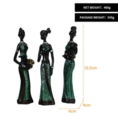 Home Decor Decorative Statues Sculpture House Home Decoration Living Room Black Folk Custom Doll Three-Piece Resin Crafts acacuss