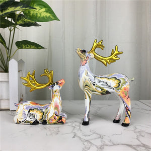 Home Decor Decorative Statues Sculpture House Home Decoration Living Room Nordic modern graffiti painted water transfer deer acacuss