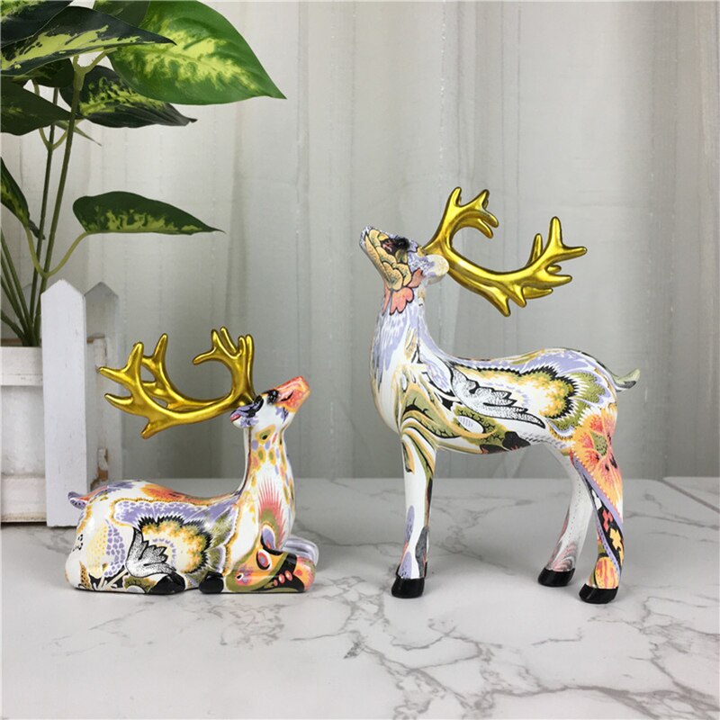 Home Decor Decorative Statues Sculpture House Home Decoration Living Room Nordic modern graffiti painted water transfer deer acacuss