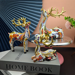 Home Decor Decorative Statues Sculpture House Home Decoration Living Room Nordic modern graffiti painted water transfer deer acacuss