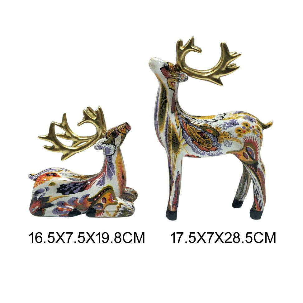 Home Decor Decorative Statues Sculpture House Home Decoration Living Room Nordic modern graffiti painted water transfer deer acacuss