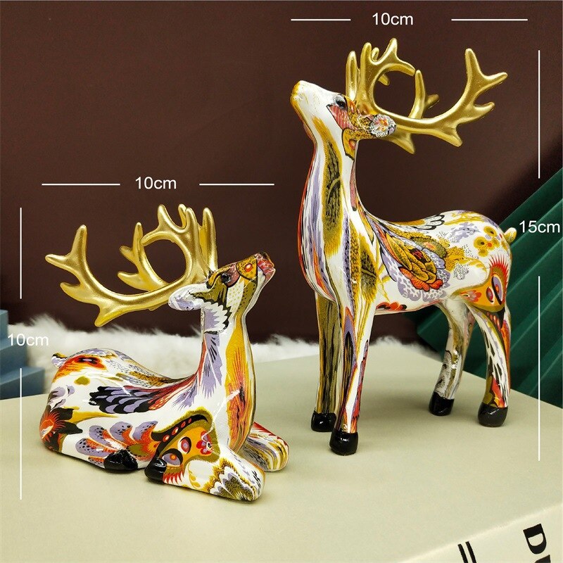 Home Decor Decorative Statues Sculpture House Home Decoration Living Room Nordic modern graffiti painted water transfer deer acacuss