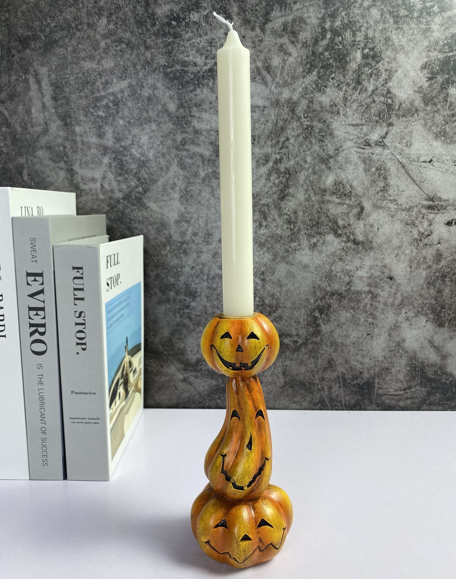Home Decor Halloween Pumpkin Candlestick Decorations Resin Crafted Hollow Candle Base Halloween Decoration Candlestick acacuss