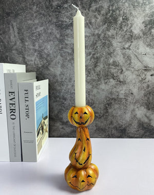 Home Decor Halloween Pumpkin Candlestick Decorations Resin Crafted Hollow Candle Base Halloween Decoration Candlestick acacuss