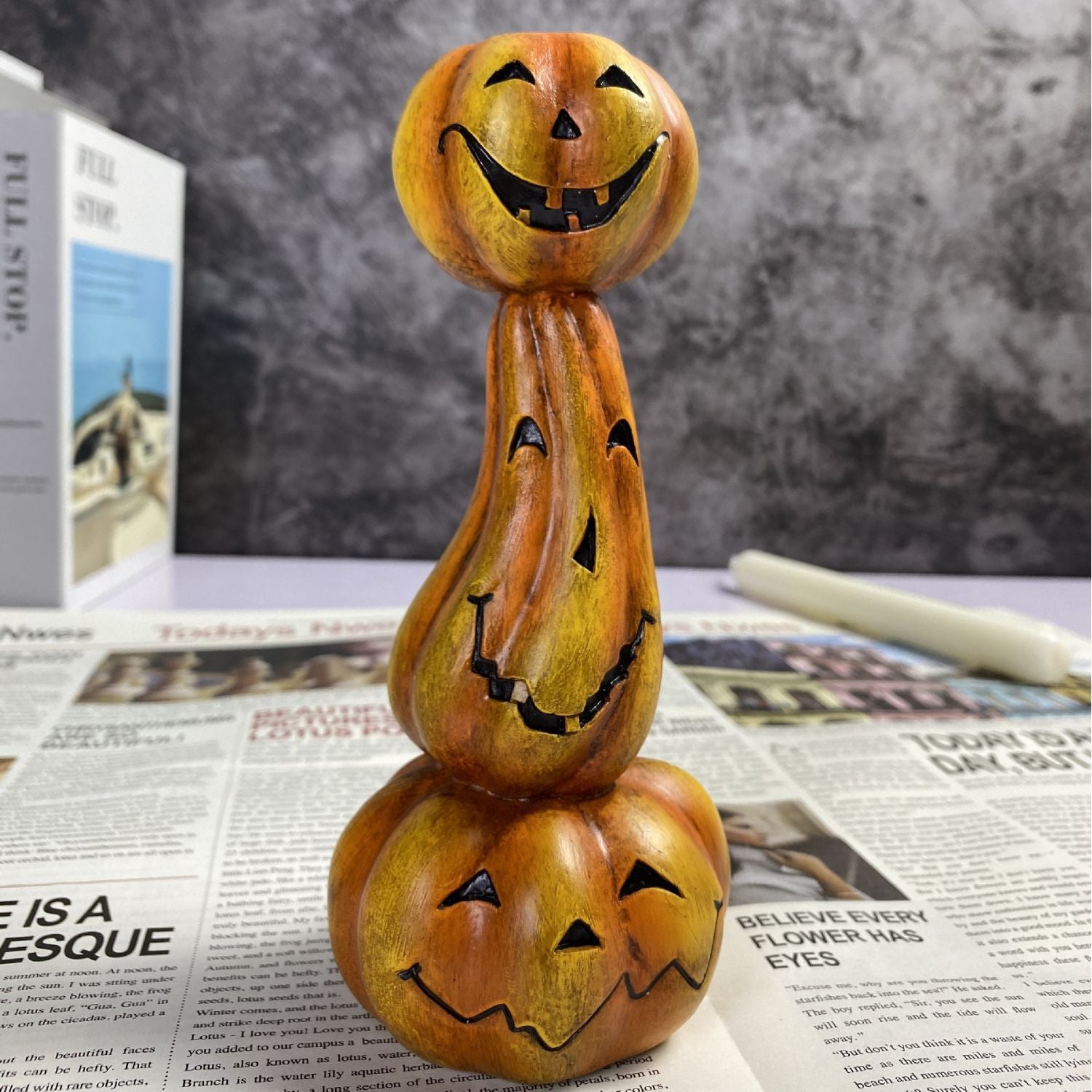 Home Decor Halloween Pumpkin Candlestick Decorations Resin Crafted Hollow Candle Base Halloween Decoration Candlestick acacuss