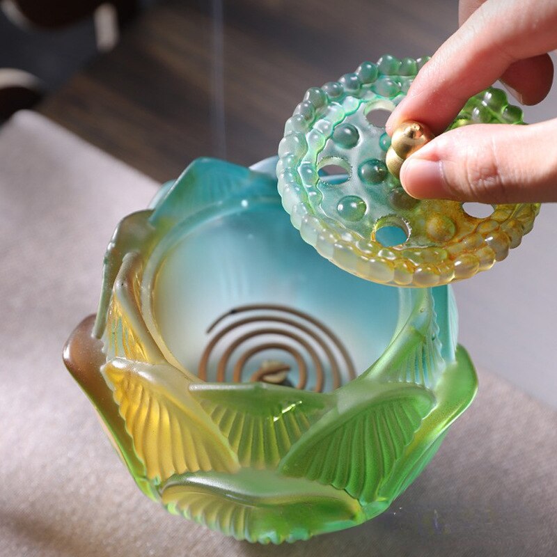 Home Decor Home Indoor Incense Furnace Sandalwood Furnace Lotus Water Glazed Incense Seal Furnace Ornament acacuss