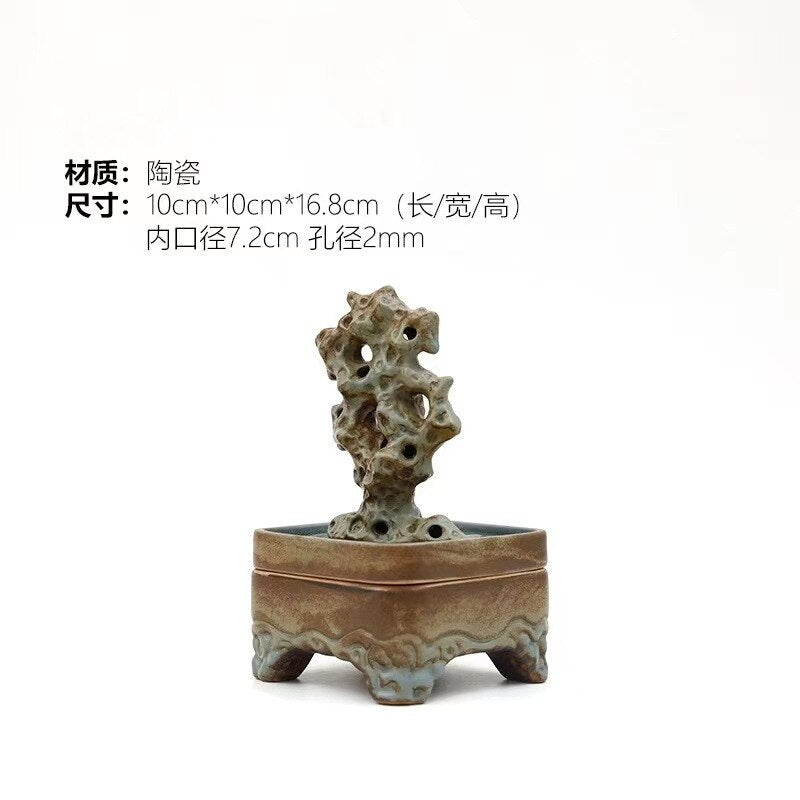 Home Decor Incense Furnace Ceramic Taihu Stone Antique Household Indoor Dish Sandalwood Incense Furnace Zen Furnace acacuss