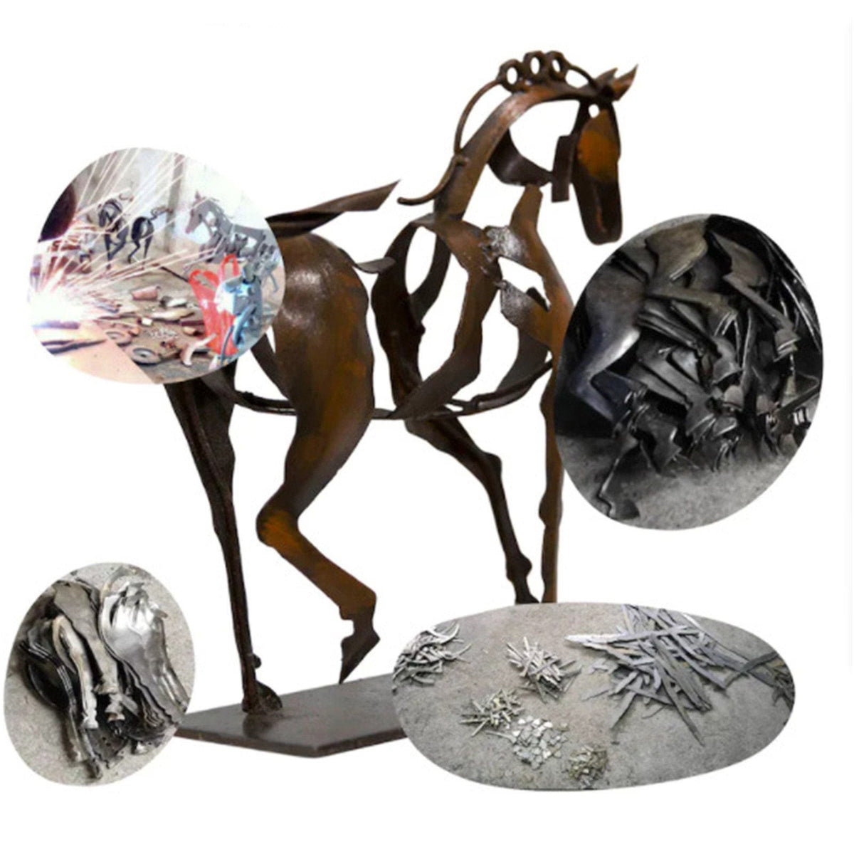 Home Decor Metal Horse Sculpture Adonis Three-dimensional Openwork Abstract Vintage Desktop Office Decor Christmas Ornaments - ACACUSS