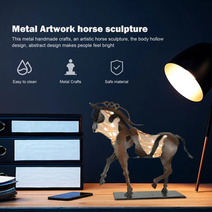 Home Decor Metal Horse Sculpture Adonis Three-dimensional Openwork Abstract Vintage Desktop Office Decor Christmas Ornaments - ACACUSS