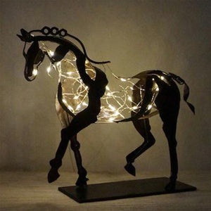Home Decor Metal Horse Sculpture Adonis Three-dimensional Openwork Abstract Vintage Desktop Office Decor Christmas Ornaments - ACACUSS
