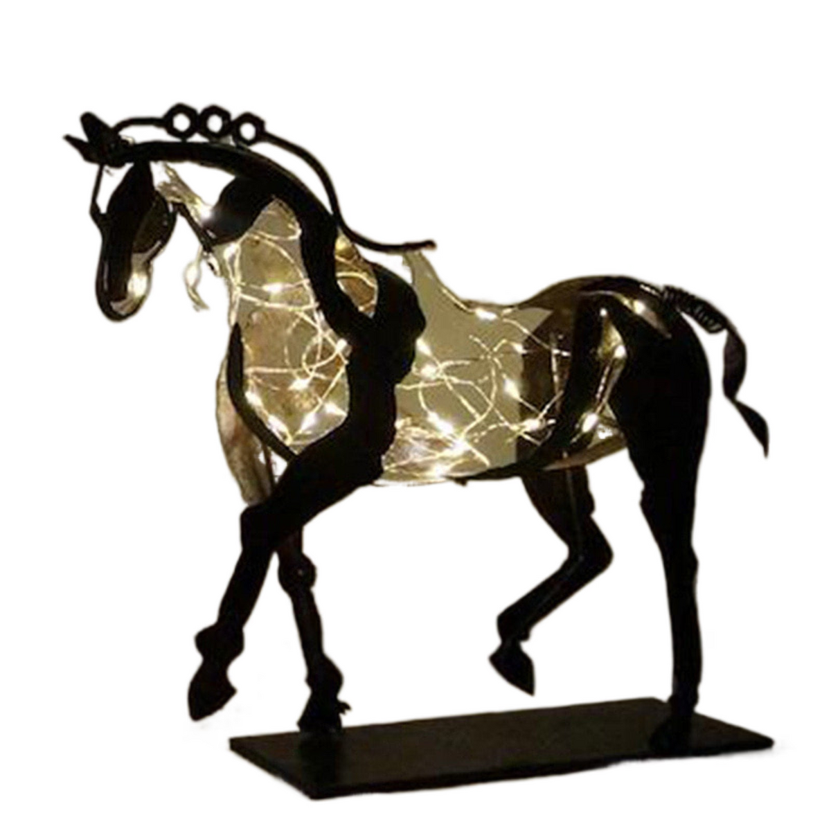 Home Decor Metal Horse Sculpture Adonis Three-dimensional Openwork Abstract Vintage Desktop Office Decor Christmas Ornaments - ACACUSS