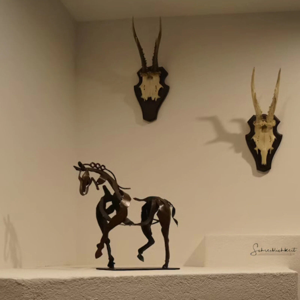 Home Decor Metal Horse Sculpture Adonis Three-dimensional Openwork Abstract Vintage Desktop Office Decor Christmas Ornaments - ACACUSS
