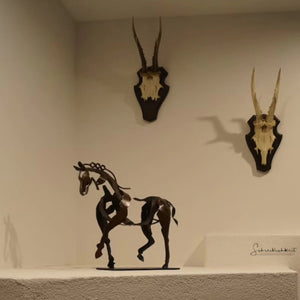Home Decor Metal Horse Sculpture Adonis Three-dimensional Openwork Abstract Vintage Desktop Office Decor Christmas Ornaments - ACACUSS