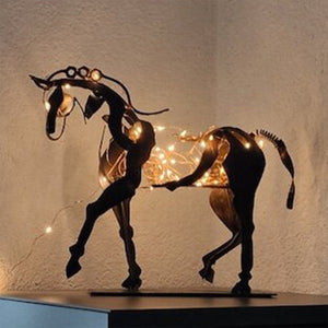 Home Decor Metal Horse Sculpture Adonis Three-dimensional Openwork Abstract Vintage Desktop Office Decor Christmas Ornaments - ACACUSS
