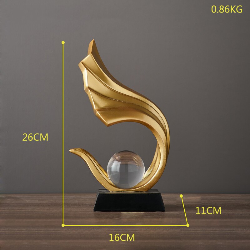 Home Decor Modern Light Luxury Living Room Decor Ornaments Resin Statue Crystal Ball Abstract Model Crafts Desktop Ornaments acacuss