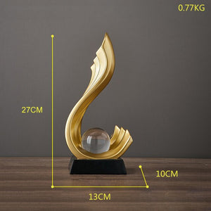 Home Decor Modern Light Luxury Living Room Decor Ornaments Resin Statue Crystal Ball Abstract Model Crafts Desktop Ornaments acacuss