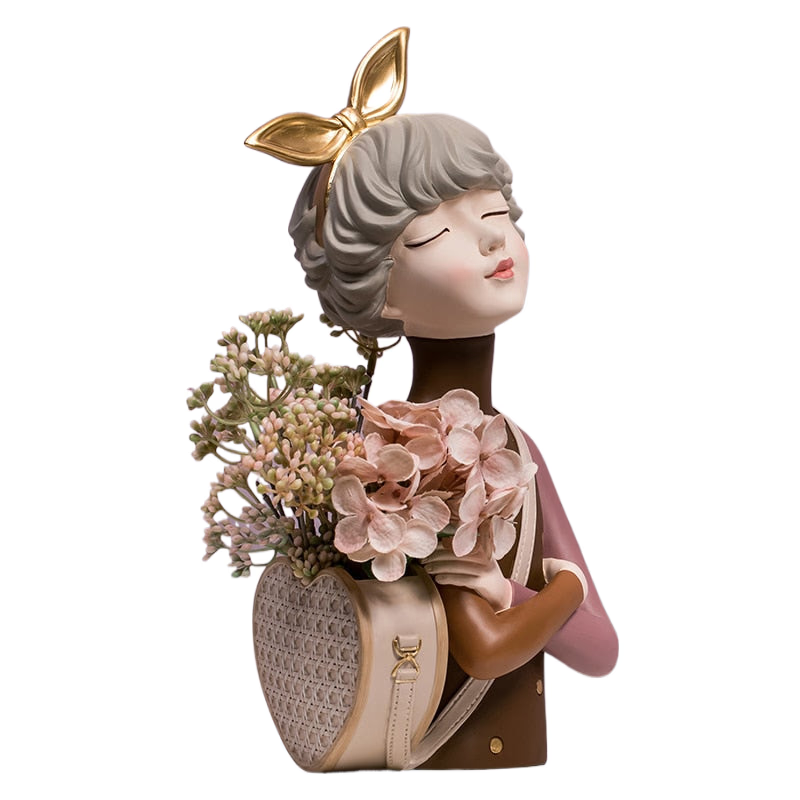 Home Decoration,Girl Figurine Miniature,Figure Statue,Flower Vase,Sculpture,Modern Table Decor,Living Room,Decorative,Desk Art acacuss