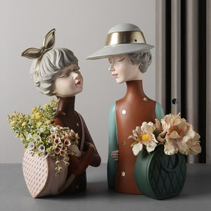 Home Decoration,Girl Figurine Miniature,Figure Statue,Flower Vase,Sculpture,Modern Table Decor,Living Room,Decorative,Desk Art acacuss