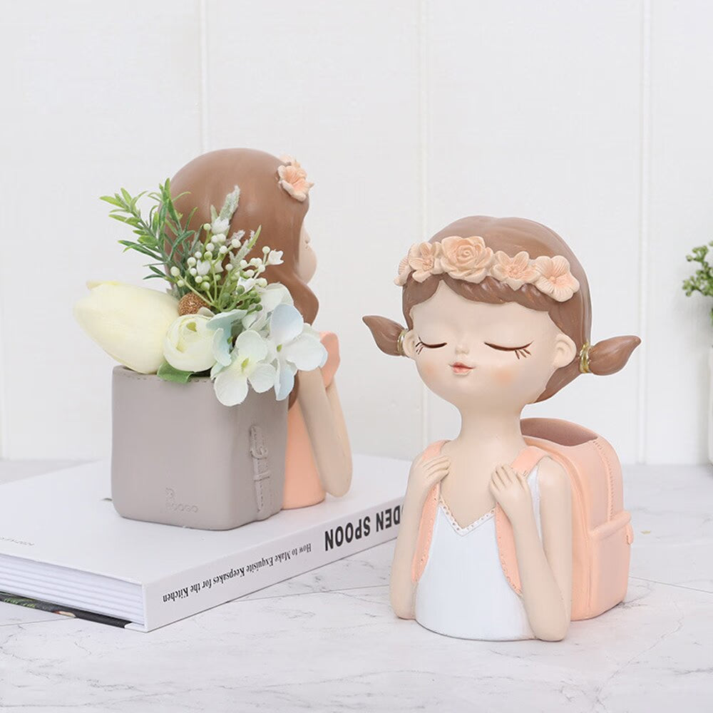 Home Decoration,Girl Figurine Miniature,Figure Statue,Flower Vase,Sculpture,Modern Table Decor,Living Room,Decorative,Desk Art acacuss