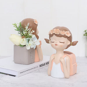 Home Decoration,Girl Figurine Miniature,Figure Statue,Flower Vase,Sculpture,Modern Table Decor,Living Room,Decorative,Desk Art acacuss