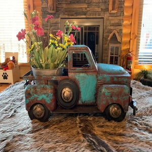 Home Decoration Retro Truck Mini Flower Pots Succulent Artificial Plant Resin Flower Pot Office Desk Craft Ornament Room Decor acacuss