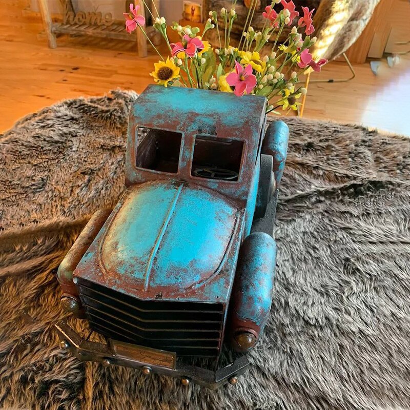 Home Decoration Retro Truck Mini Flower Pots Succulent Artificial Plant Resin Flower Pot Office Desk Craft Ornament Room Decor acacuss