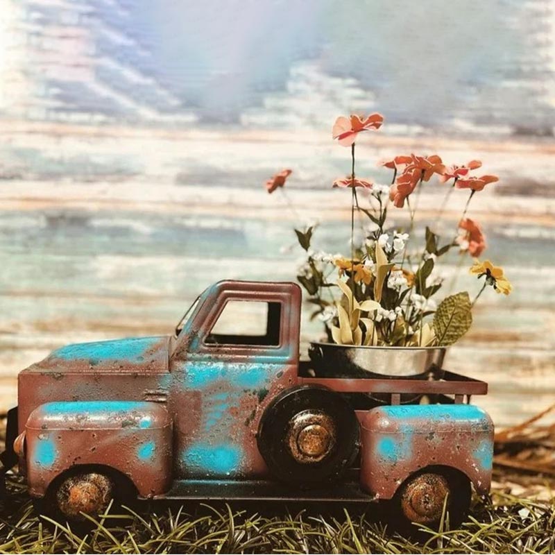 Home Decoration Retro Truck Mini Flower Pots Succulent Artificial Plant Resin Flower Pot Office Desk Craft Ornament Room Decor acacuss