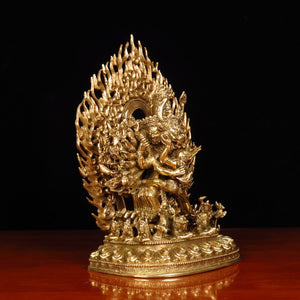 Home Gift Chinese Style Crafts Decoration Pure Copper Yamantaka Buddha Statue Home Serving acacuss