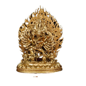 Home Gift Chinese Style Crafts Decoration Pure Copper Yamantaka Buddha Statue Home Serving acacuss