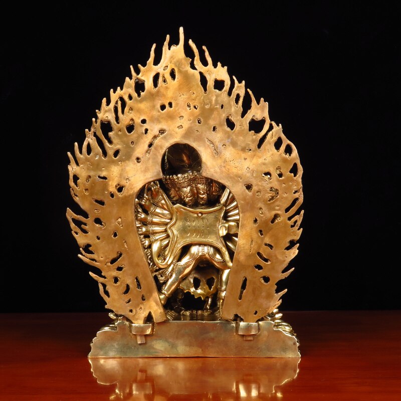 Home Gift Chinese Style Crafts Decoration Pure Copper Yamantaka Buddha Statue Home Serving acacuss