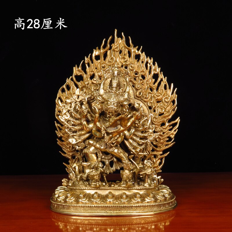Home Gift Chinese Style Crafts Decoration Pure Copper Yamantaka Buddha Statue Home Serving acacuss