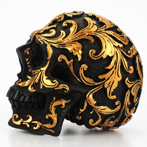 Home Golden Flower Skeleton Ornament Creative Resin Black Skeleton Funny Desktop Decoration Home Decoration Ornament acacuss