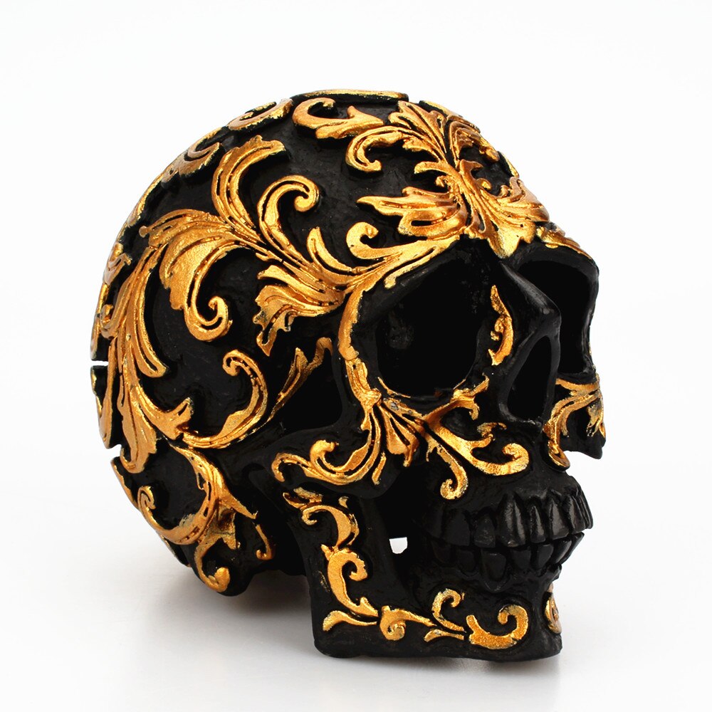 Home Golden Flower Skeleton Ornament Creative Resin Black Skeleton Funny Desktop Decoration Home Decoration Ornament acacuss