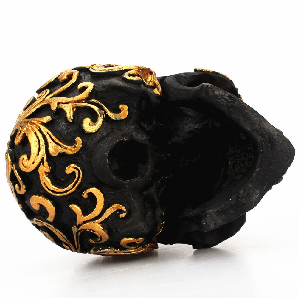 Home Golden Flower Skeleton Ornament Creative Resin Black Skeleton Funny Desktop Decoration Home Decoration Ornament acacuss