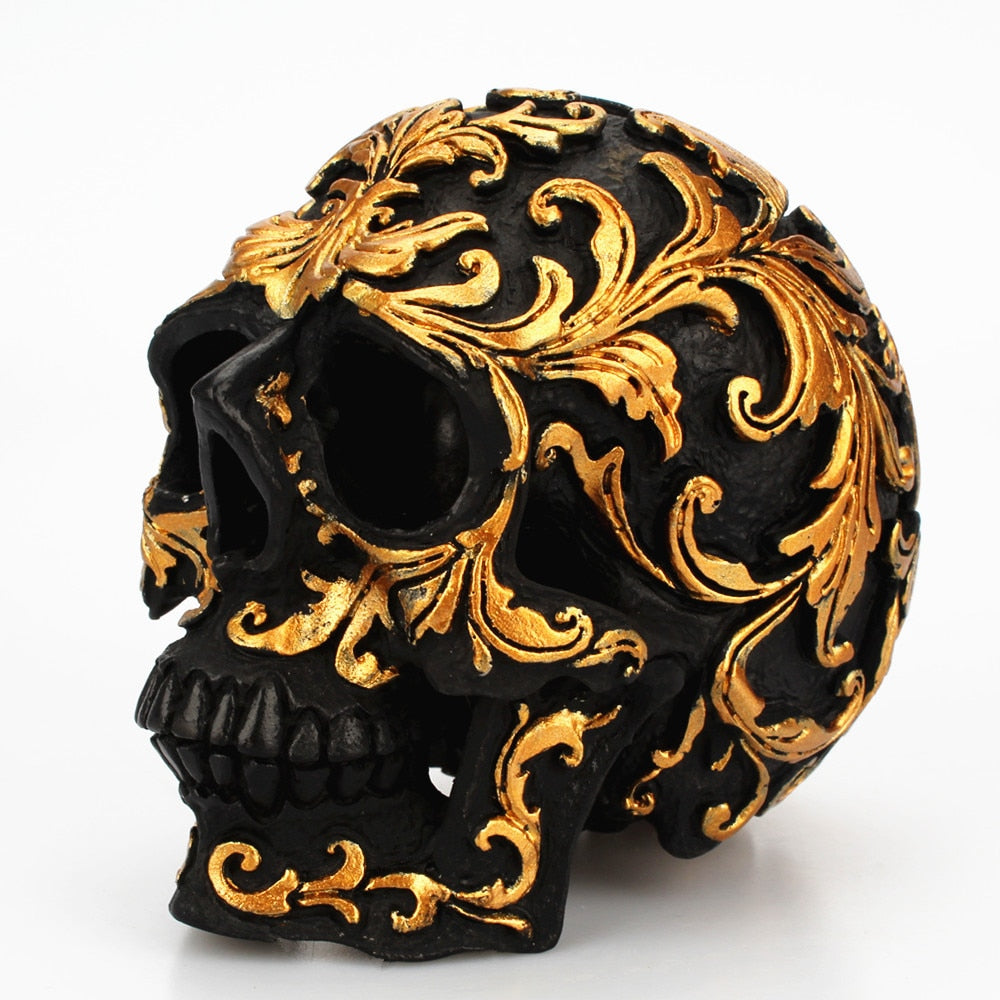 Home Golden Flower Skeleton Ornament Creative Resin Black Skeleton Funny Desktop Decoration Home Decoration Ornament acacuss
