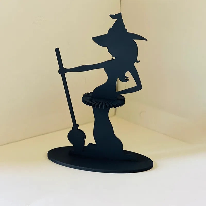 2023 Home Wooden Halloween Black Witch Napkin Holder New Creativity Kitchen Dining Room Decorative Ornament acacuss