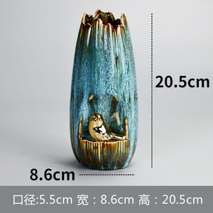 Home decor ceramic vase hydroponic dried flower bouquet large diameter vase flower arrangement living room decoration vase acacuss