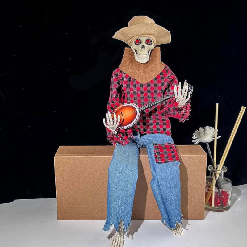 2023 Latest Horror Night Gifts-Funny Luminescent Animated Dueling Banjo Skeletons For Halloween Glowing Living Room Decoration acacuss