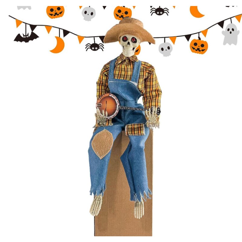 2023 Latest Horror Night Gifts-Funny Luminescent Animated Dueling Banjo Skeletons For Halloween Glowing Living Room Decoration acacuss